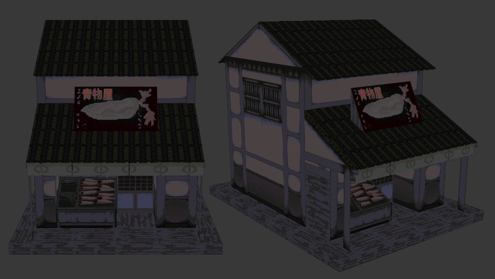 Japanese style house, 2D pixel art texture